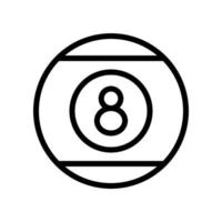 snooker, slå samman siffra 8 boll, biljard åtta boll ikon i linje stil design isolerat på vit bakgrund. redigerbar stroke. vektor