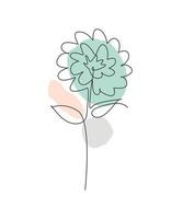 Eine einzige Strichzeichnung Schönheit Aster Blume Vektor-Illustration. minimaler tropischer Blumenstil, romantisches Konzept der Liebe für Poster, Wanddekordruck. modernes Grafikdesign mit durchgehender Linie vektor
