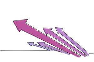 Kontinuierliche einzeilige Zeichnung des aufsteigenden schnellen Pfeilsymbols. minimalistisches Konzept für das finanzielle Wachstum des Unternehmens. trendige Single-Line-Draw-Design-Vektorgrafik-Illustration vektor