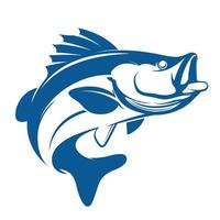 Bass Fisch Symbol isoliert auf Weiß Hintergrund. Logo Design Element, Etikett, Emblem, markieren, Marke Kennzeichen Vektor Illustration