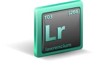 lawrencium kemiskt element. kemisk symbol med atomnummer och atommassa. vektor