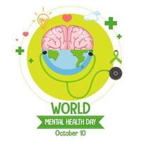 Weltbanner oder Logo des Tages der psychischen Gesundheit lokalisiert auf weißem Hintergrund vektor