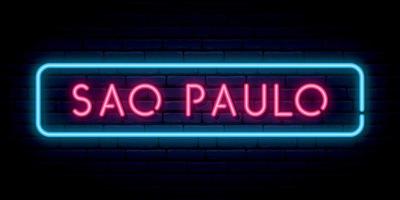 sao Paulo Neon- unterzeichnen. hell Licht Schild. vektor