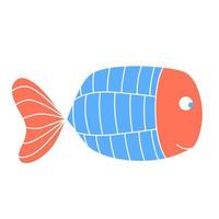 komisch Aquarium Fisch Charakter. abstrakt Hand gezeichnet Fisch mit hoch Vorderseite Silhouette. bunt Fantasie squama naiv kindisch Baby Kindergarten Maskottchen. Vektor Illustration.