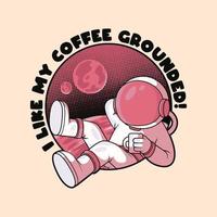 astronaut dricka kaffe i Plats vektor illustration. drycker, Plats, utforskning design begrepp.