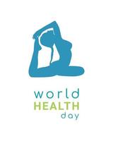 värld hälsa dag illustration begrepp, kvinna yoga. vektor