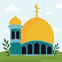 Moschee Kuppel mit Mond Symbol eben Vektor Illustration