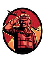 Welt Krieg Pilot Kämpfer Jahrgang Stil vektor