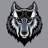 Wolf Kopf tragen ein Goggle vektor