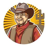 cowboy leende årgång cirkel illustration vektor