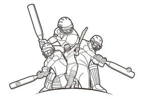 Cricket Spieler Action Gliederung vektor