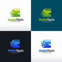 uppsättning plånbok tech logotyp design koncept vektor, digital plånbok logotyp mall symbol vektor