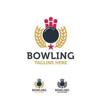 professionell bowling team logo sport badge vektor mall