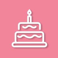 Geburtstagstorte Ikone auf rosa Hintergrund. digitales Papierkunstkonzept mit Schatten. Umrisssymbol vektor
