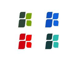 belaubt k Logo Design einstellen mit 4 Variante Farben vektor