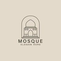 islamisch Moschee die Architektur Linie Kunst Logo, Symbol und Symbol, Vektor Illustration Design