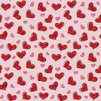 sömlös mönster av hjärtans röd hjärta med formuleringar- hjärtans dag vektor design