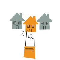 Hand gezeichnet Gekritzel Person wählen Haus Eigentum Illustration vektor