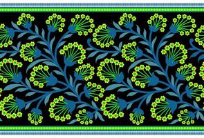 ethnisch nahtlos Grenzen und Blume Ornament, Motiv zeichnet Arbeiten Illustration Blumen und Ornament Motiv Indien Design Elemente Ausschnitt Muster oder, wiederholen das Blumen- Textur vektor