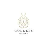 luxuriös griechisch Göttin Frau mit Linie Stil Logo Symbol Design Vorlage eben Vektor