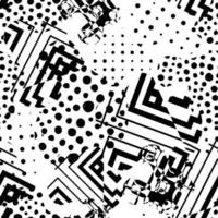 modern abstrakt nahtlos Muster mit uneben runden Flecken, Flecken, geometrisch Formen, Spritzer, Linien. geo Hintergrund, Textil. vektor