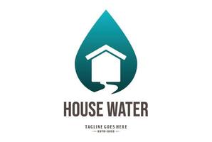 einfach Wasser fallen Haus Fluss Bach Frühling Logo Design vektor