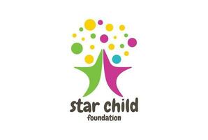 bunt Star Kind Kinder zum Bildung Nächstenliebe Stiftung Logo Design vektor