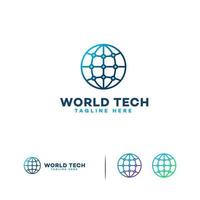 Welt Tech Logo Designs Konzept Vektor, Globus Technologie Logo Vorlage Symbol vektor