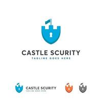 Schloss Sicherheit Logo Designs Vektor, Königreich Schild Logo Vorlage vektor