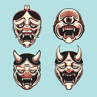 japanisch Dämon Maske Vektor einstellen