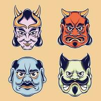 japanisch Maske Charakter Vektor einstellen