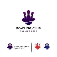 bowling club logo design koncept, bowling center logotyp mall vektor