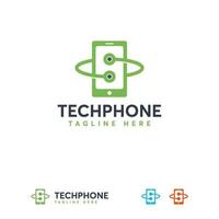 Tech Telefon Logo Designs Konzept, Telefon Tech Logo Symbol vektor