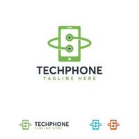 tech telefon logotyp design koncept, telefon tech logotyp symbol vektor