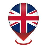 kartpekare med land Storbritannien. Storbritanniens flagga. vektor illustration.