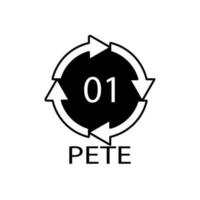 Pete 01 Recycling-Code-Symbol. Kunststoff-Recycling-Vektor-Polyethylen-Schild. vektor