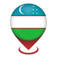 Kartenzeiger mit Land Usbekistan. Usbekistan-Flagge. Vektor-Illustration. vektor