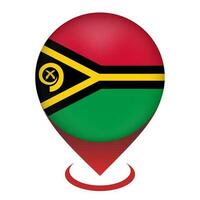 Kartenzeiger mit Land Vanuatu. Vanuatu-Flagge. Vektor-Illustration. vektor