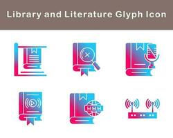 bibliotek och litteratur vektor ikon uppsättning