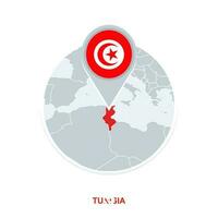 tunisien Karta och flagga, vektor Karta ikon med markerad tunisien