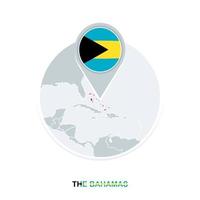 das Bahamas Karte und Flagge, Vektor Karte Symbol mit hervorgehoben das Bahamas