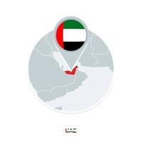 vereinigt arabisch Emirate Karte und Flagge, Vektor Karte Symbol mit hervorgehoben VAE