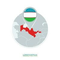 Usbekistan Karte und Flagge, Vektor Karte Symbol mit hervorgehoben Usbekistan