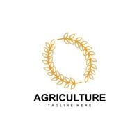 Reis Logo, Landwirtschaft Design, Vektor Weizen Reis Symbol Vorlage Illustration