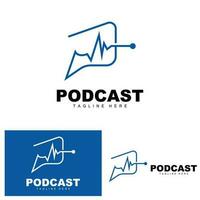 podcast logotyp, vektor, headsetet och chatt, enkel årgång mikrofon design vektor