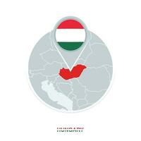 Ungarn Karte und Flagge, Vektor Karte Symbol mit hervorgehoben Ungarn