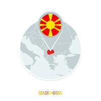 macedonia Karta och flagga, vektor Karta ikon med markerad macedonia