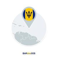 barbados Karta och flagga, vektor Karta ikon med markerad barbados