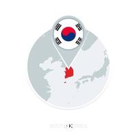 Süd Korea Karte und Flagge, Vektor Karte Symbol mit hervorgehoben Süd Korea