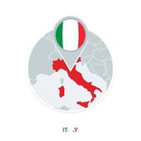 Italien Karte und Flagge, Vektor Karte Symbol mit hervorgehoben Italien